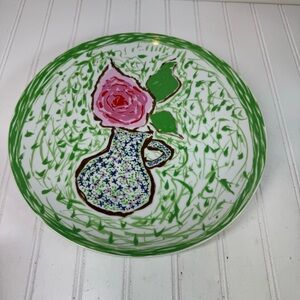 Gloria Vanderbilt Sigma Rose Vase pink & green plate